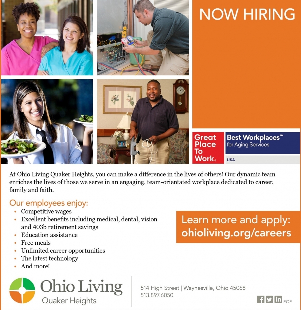 Ohio Living Quaker Heights hiring poster